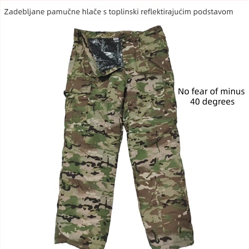 YiTai pamučna jakna s toplinskim refleksom i hlače za ribolov, vodootporne, otporne na habanje, debele, s grafenom CP, američki stil
