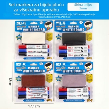 Model 882 plastični markeri za ploču, vodno-bazirani, izbrisivi, vrh 0,55 mm, set od tri komada