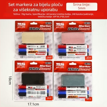 Model 882 plastični markeri za ploču, vodno-bazirani, izbrisivi, vrh 0,55 mm, set od tri komada