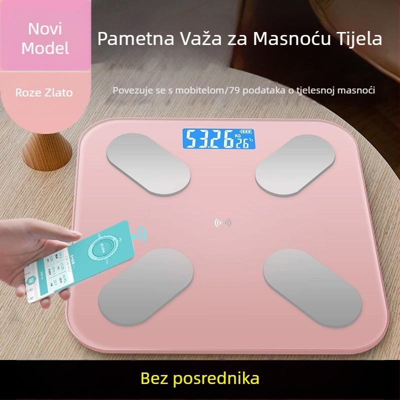 SN-603 pametna vaga za tijelo s M-oblik senzorom, raspon 0–180 kg, kaljeno staklo, mjerenje tjelesne masnoće i vode