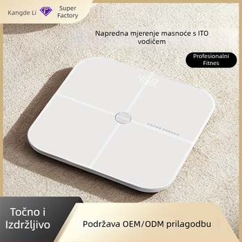 Kantli CF01 Pametna vaga za tjelesnu masnoću, mjerenje masnoće i vode, ploča od ABS + 5 mm kaljeno staklo, napajanje baterijom