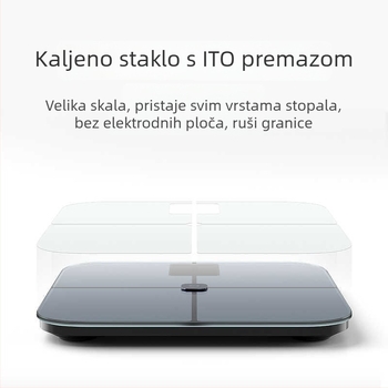 Kantli CF01 Pametna vaga za tjelesnu masnoću, mjerenje masnoće i vode, ploča od ABS + 5 mm kaljeno staklo, napajanje baterijom