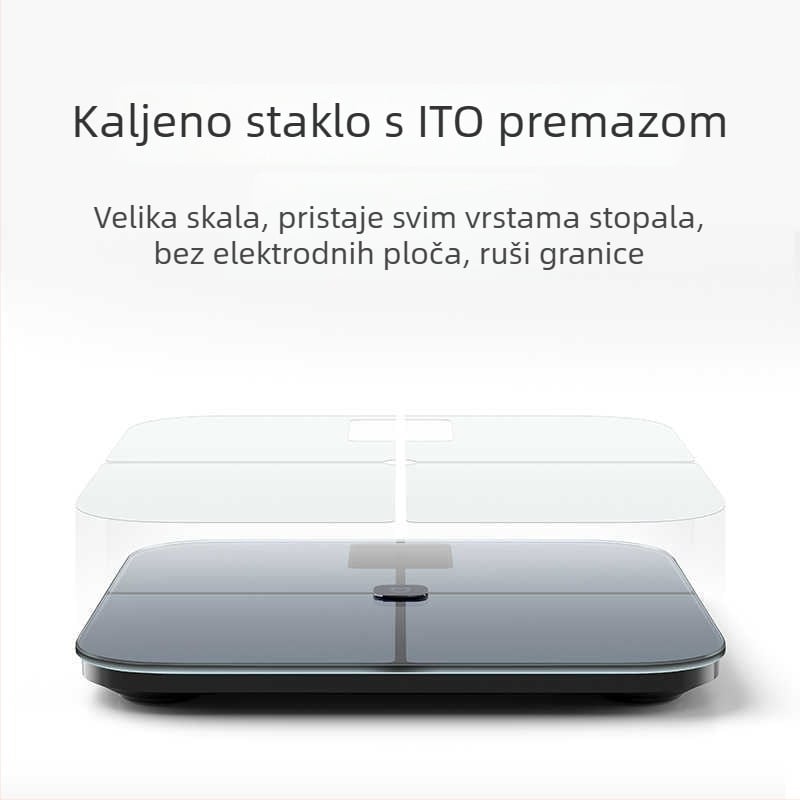 Kantli CF01 Pametna vaga za tjelesnu masnoću, mjerenje masnoće i vode, ploča od ABS + 5 mm kaljeno staklo, napajanje baterijom