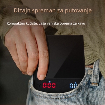 JH-C400 Mini Pametna vaga za kavu — Elektroničko mjerenje, Kapacitet 2000 g, Ugrađena punjiva baterija, Kućište od plastike i stakla