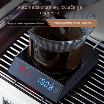 JH-C400 Mini Pametna vaga za kavu — Elektroničko mjerenje, Kapacitet 2000 g, Ugrađena punjiva baterija, Kućište od plastike i stakla