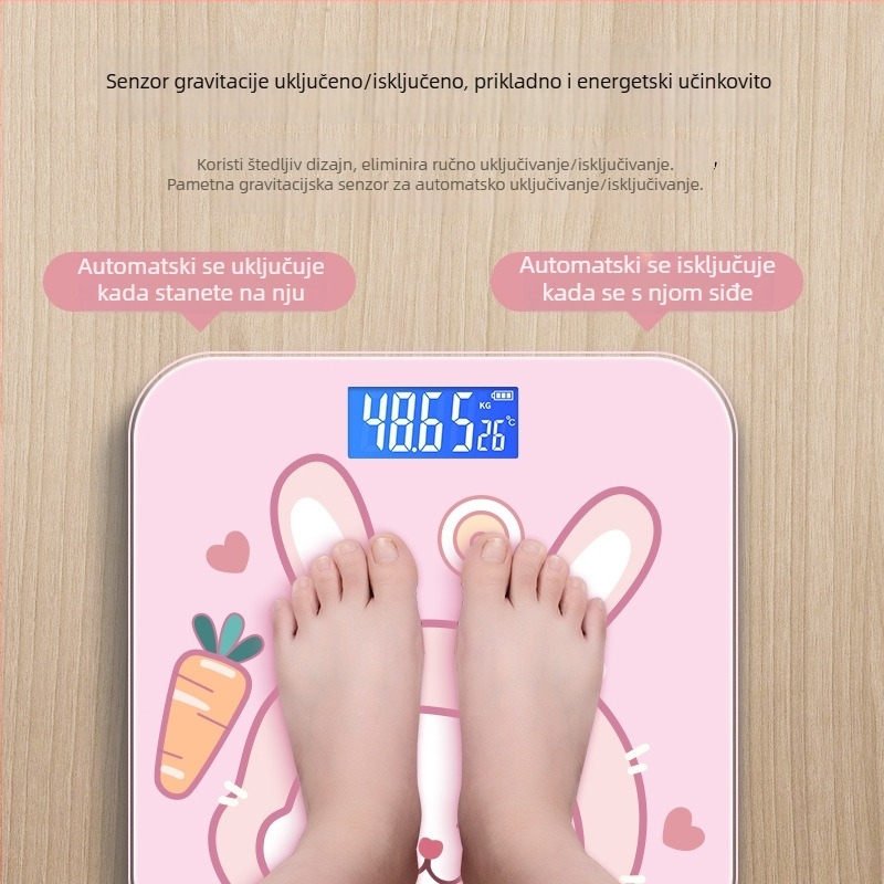 Vaga za kućnu upotrebu, marka plavog grejpa, kapacitet 180 kg, elektronička inteligentna vaga, prekrasan korejski dizajn s crtićem