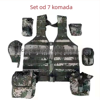 Taktička jakna s kompletnim setom dodatne opreme, maskirni uzorak, tkanina od kemijskih vlakana, vodootporna, UV zaštita, otporna na habanje, otporna na vjetar; pogodna za trčanje, planinarenje i kampiranje, streljački sportovi