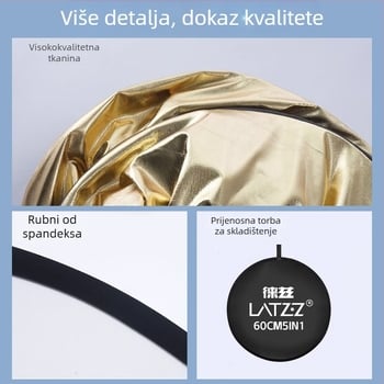 Prijenosni kružni reflektor za fotografiju, 5-u-1, sklopivi, magnezijeva legura, nosivost 2–5 kg, težina 0.1 kg