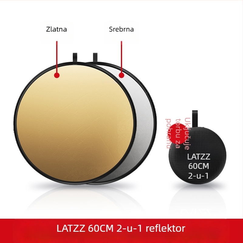 Prijenosni kružni reflektor za fotografiju, 5-u-1, sklopivi, magnezijeva legura, nosivost 2–5 kg, težina 0.1 kg