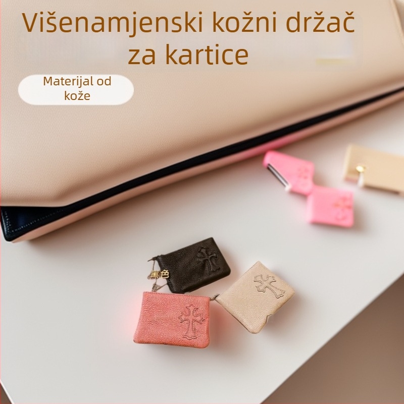 Kožni novčanik s držačem za identifikaciju, zatvarač s križnim mačem, urbani minimalistični stil, prozračan, vodootporan, ultralak, antibakterijski