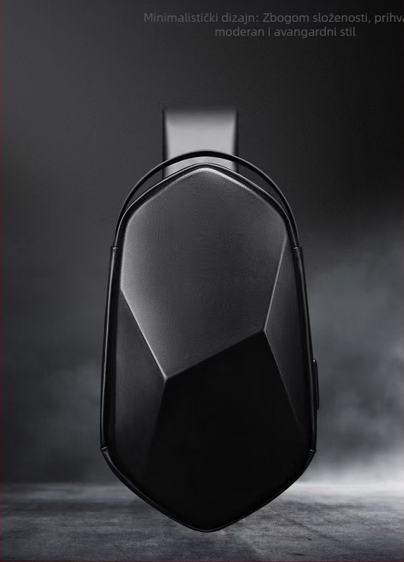 Muška torbica za prsa s tvrdim kućištem i polyedrijskim dizajnom, otporan poliester, crossbody za poslovna putovanja