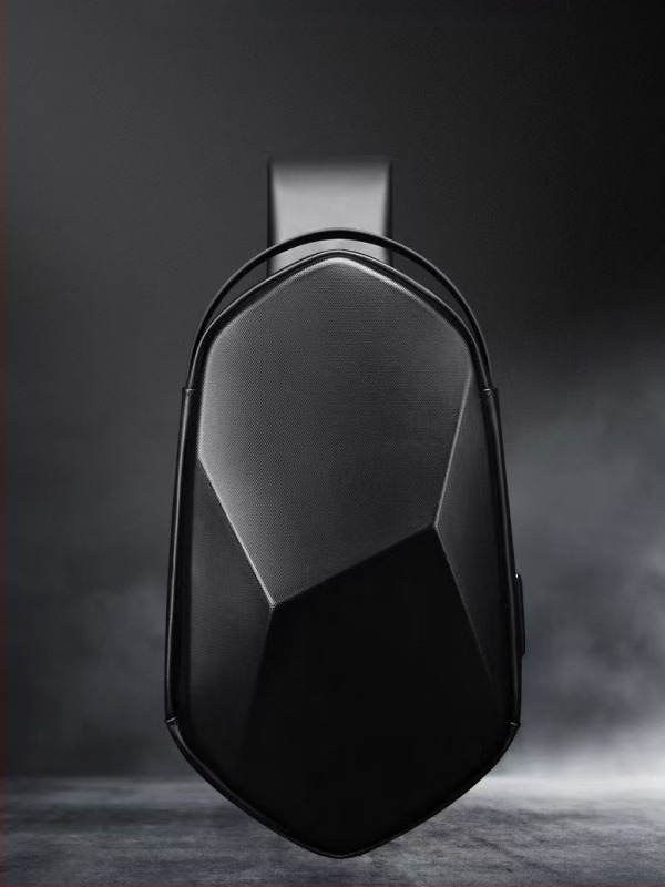 Muška torbica za prsa s tvrdim kućištem i polyedrijskim dizajnom, otporan poliester, crossbody za poslovna putovanja