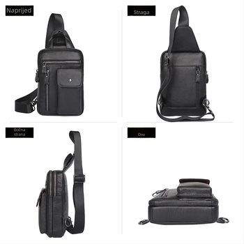 Muška kožna chest bag, gradski minimalistički stil, otporna na habanje, velika kapaciteta, crossbody torba