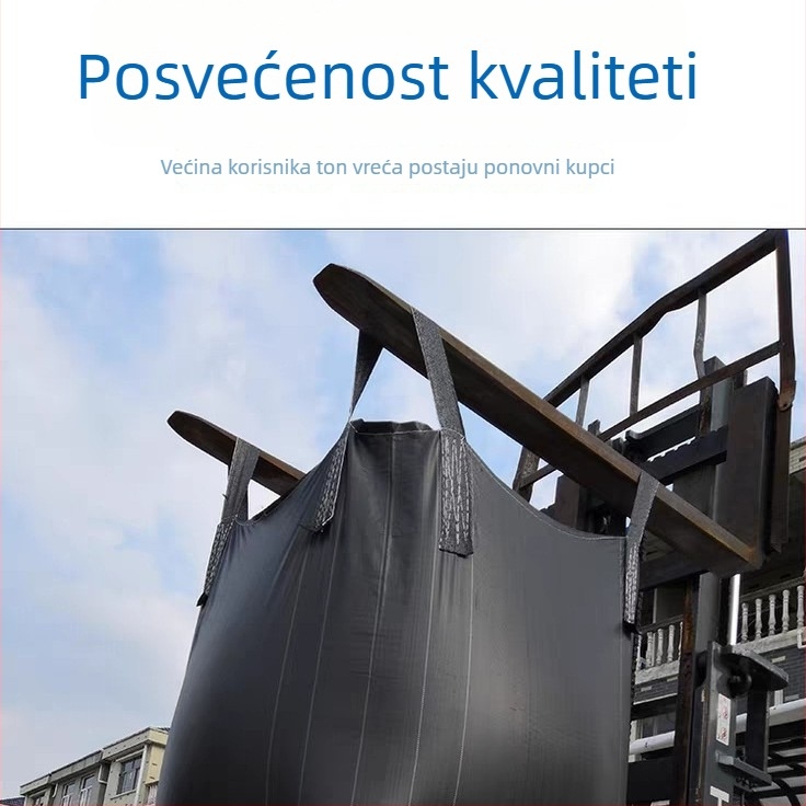Crna četvrtasta PP torba za kontejnere, nosivost 1 tona, s logotipom
