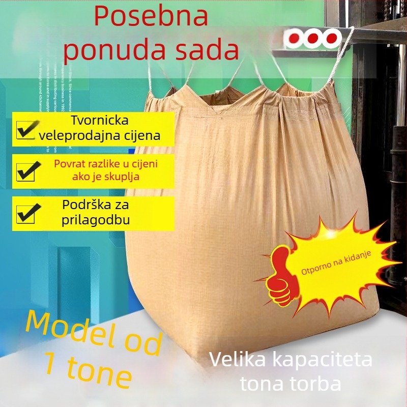 PP tkana ton-vreća za kontejnere, nosivost 1500 kg, prilagodljiva debljina pletenja, za pakiranje kontejnera i građevinskih materijala