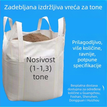 Bijela bulk vreća s velikim otvorom i plosnatim dnom, nosivost 1–1,3 tona, za kontejnere i podizanje paleta, Bridge Pre-Stress Space Bag