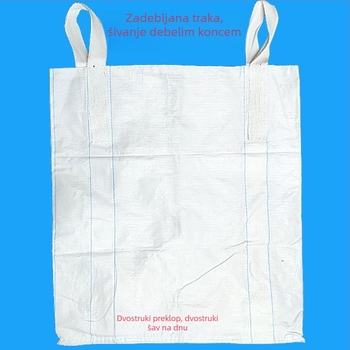 Bijela bulk vreća s velikim otvorom i plosnatim dnom, nosivost 1–1,3 tona, za kontejnere i podizanje paleta, Bridge Pre-Stress Space Bag