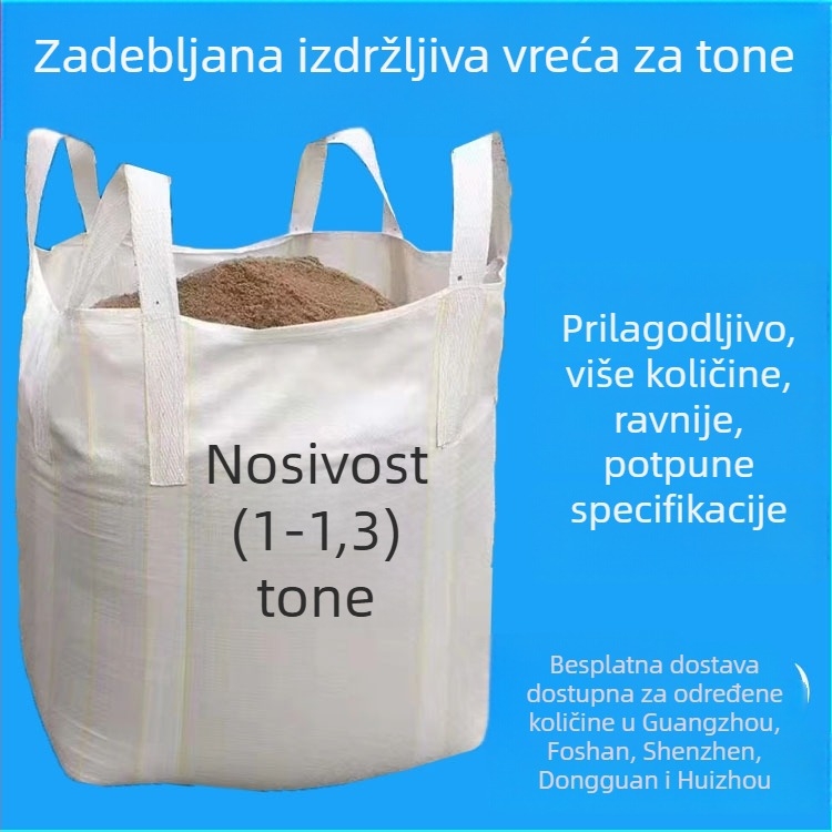 Bijela bulk vreća s velikim otvorom i plosnatim dnom, nosivost 1–1,3 tona, za kontejnere i podizanje paleta, Bridge Pre-Stress Space Bag