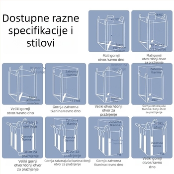 PP tkana vreća za teret od 1–2 tona, s četiri ručke za podizanje, debela otporna vreća na habanje s unutarnjom membranom, samouzatvarajuća