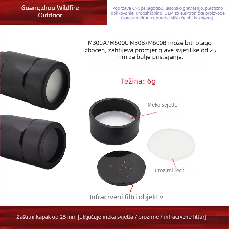 Zaštitni poklopac za svjetiljku kompatibilan s modelima T1/T2/X300V/X400V/SRO/MRO, od plastike, s upravljanjem silom