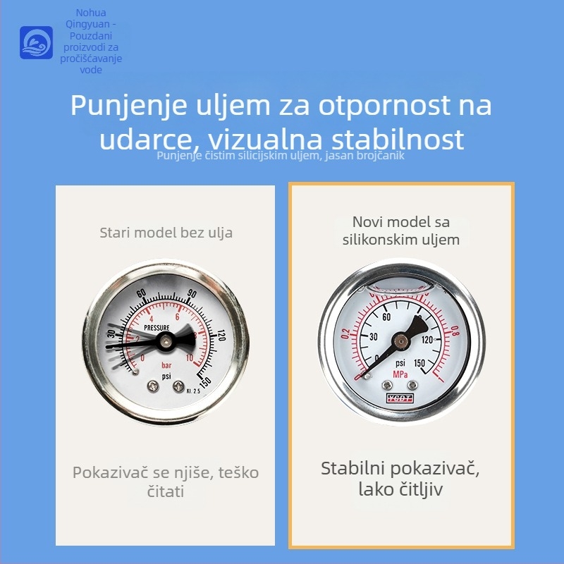 Manometar tlaka vode za kućni kuhinjski pročišćivač, mjeri tlak, spaja s vodovodom, model: manometar tlaka vode
