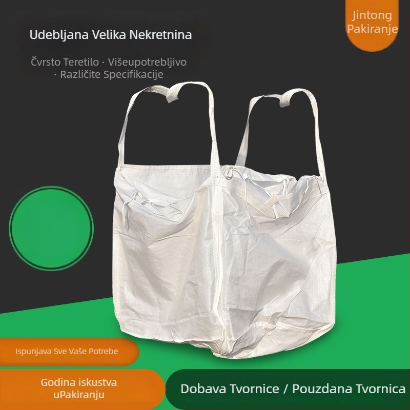Kompaktna PP pletiva vreća s poklopcem; nosivost 1200–1500 kg; tisak logotipa; prilagodljivo brtvilo; obrada po narudžbi