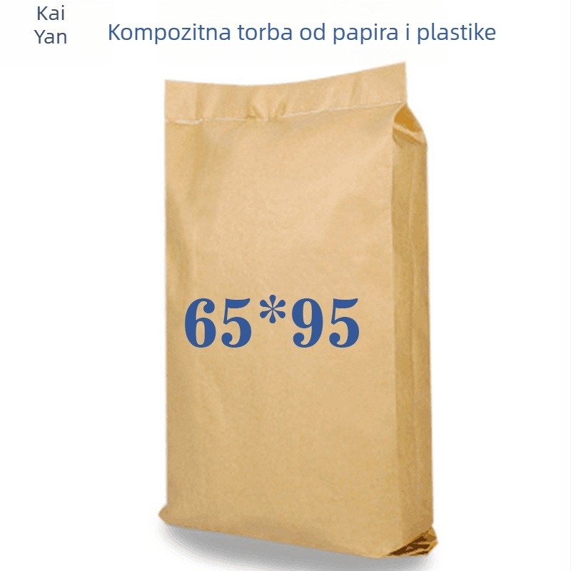 Kombinirana tkanina vrećica od Kraft papira i polipropilena; nosivost 25–50 kg; debljina pletene niti 155; ispis logotipa
