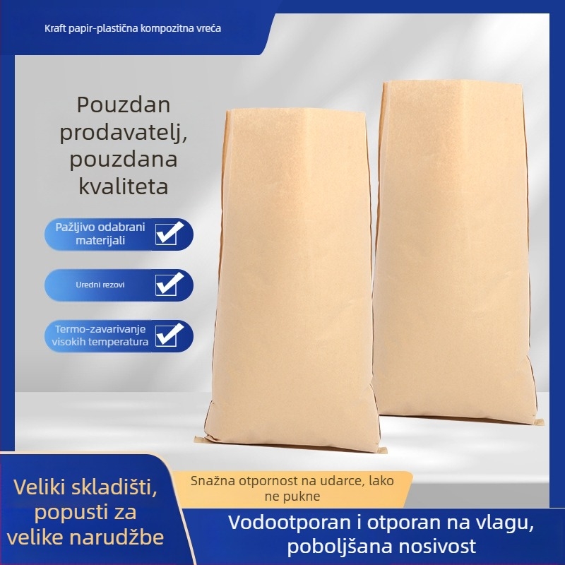 Cementna tkanina vrećica od kraft papira, otporna na vlagu, prilagođeni ispis logotipa, papir-plastik kompozitno pakiranje