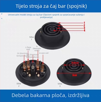 Električni dodatak za grijač vode za čaj-bar stroj: baza za čajnik, spojnik i priključak