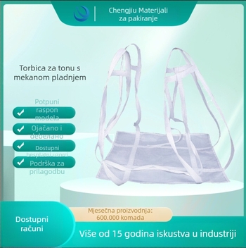 Dizanje vreće za cement i suhi mort — četverokomorna ton vreća s logotipom, prilagodljiva; pleteni plastični materijal; nosivost 1–3 tona.
