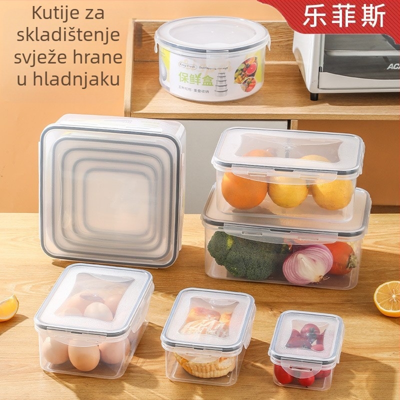 Plastična prozirna kutija za skladištenje hrane, otporna na vlagu, zatvoriva, za hladnjak i zamrzivač