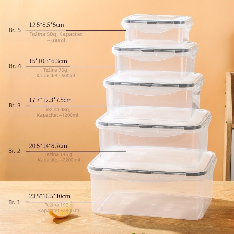 Plastična prozirna kutija za skladištenje hrane, otporna na vlagu, zatvoriva, za hladnjak i zamrzivač