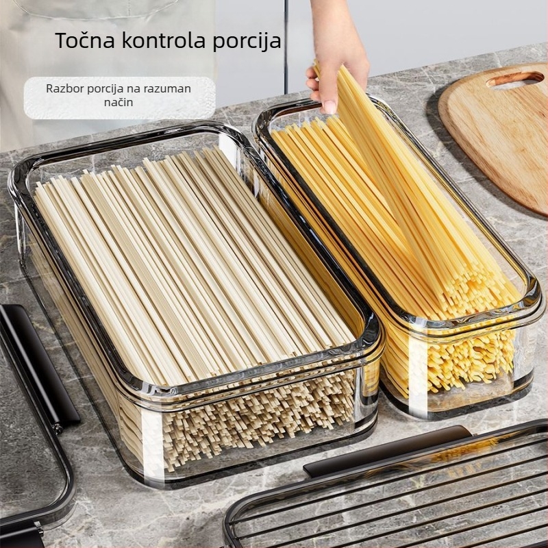 PET kutija za pohranu tjestenine i žitarica, pravokutna, s čvrstim zatvaranjem, nordijskog stila