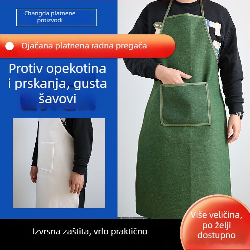 Chanda platnena pregača za zavarivanje s zaštitom od iskri i plamena, ojačana konstrukcija za industrijske radionice, 400 g, pogodno za preradu hrane