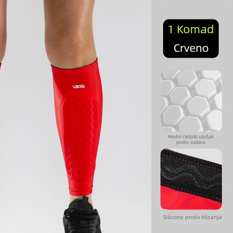 VBOSI čarape za listove s uzorkom protiv sudara za vanjske sportove - prozračne kompresijske zaštitne čarape, poliester, pogodne za nogomet, košarku, tenis, odbojku, trčanje, biciklizam