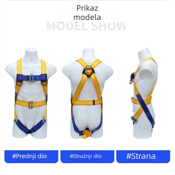 Pet sigurnosni pojas s dvostrukim kukama i buffer torbom, od poliesterja, za popravke HVAC-a i građevinske radove – zaštita od pada