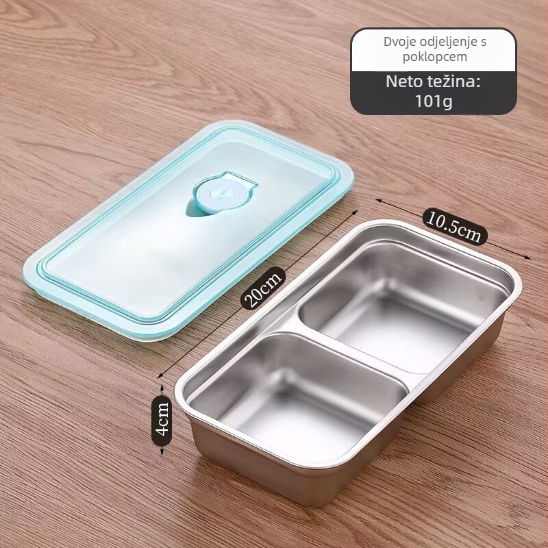 Kutija za hranu od nehrđajućeg čelika 304 s poklopcem, pravokutnog oblika, 301–500 ml, mikrovalna sigurna, moderni minimalistički dizajn