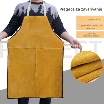 Duga pregača za zavarivanje od prave ovčje kože, vatrootporna, protiv opeklina i otporna na visoke temperature