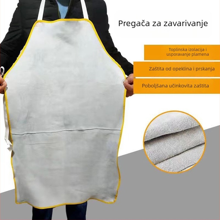 Duga pregača za zavarivanje od prave ovčje kože, vatrootporna, protiv opeklina i otporna na visoke temperature