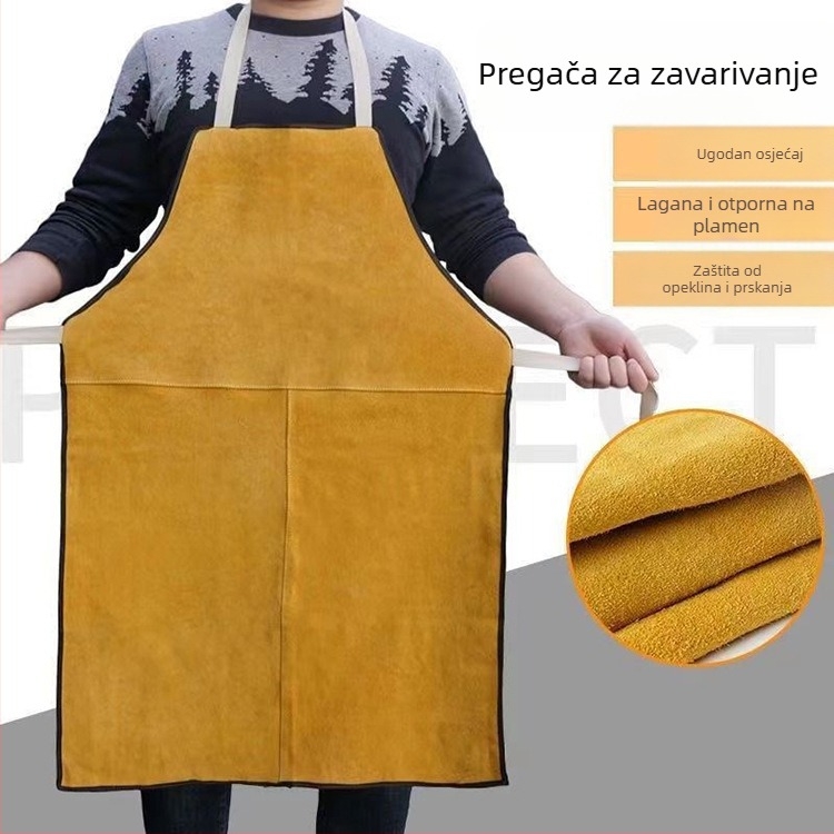 Duga pregača za zavarivanje od prave ovčje kože, vatrootporna, protiv opeklina i otporna na visoke temperature