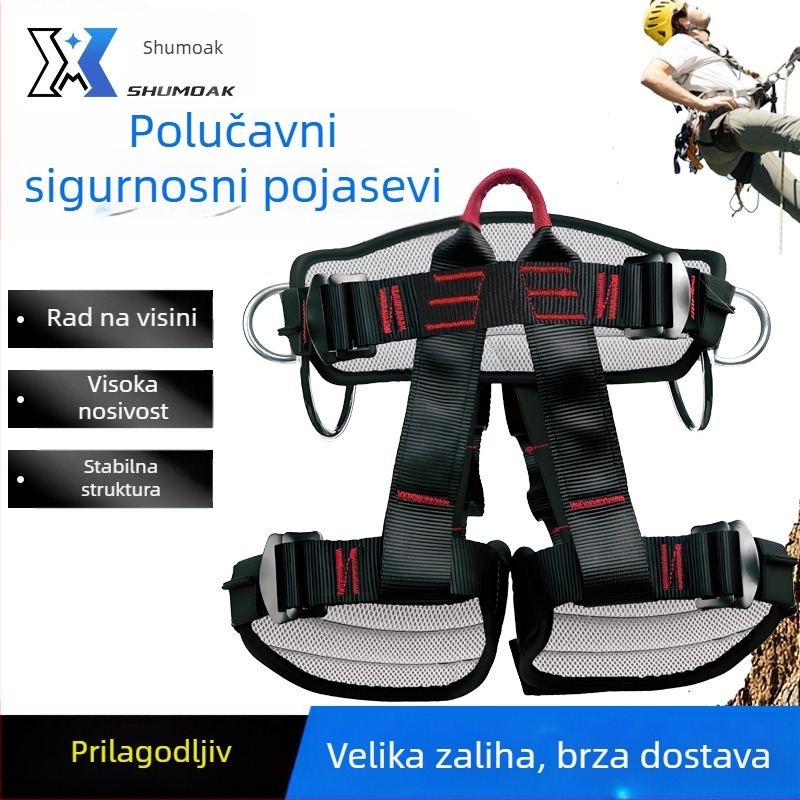 Polu-tijelo sigurnosni pojas za planinarenje na otvorenom – poliester pojas i poliester užad, duljina užeta 1,5 m, model ZYP-03