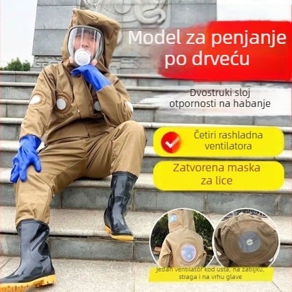Zaštitni kostim protiv osa, 2025 novi model, komplet s odvojivim ventilatorom i prozračan
