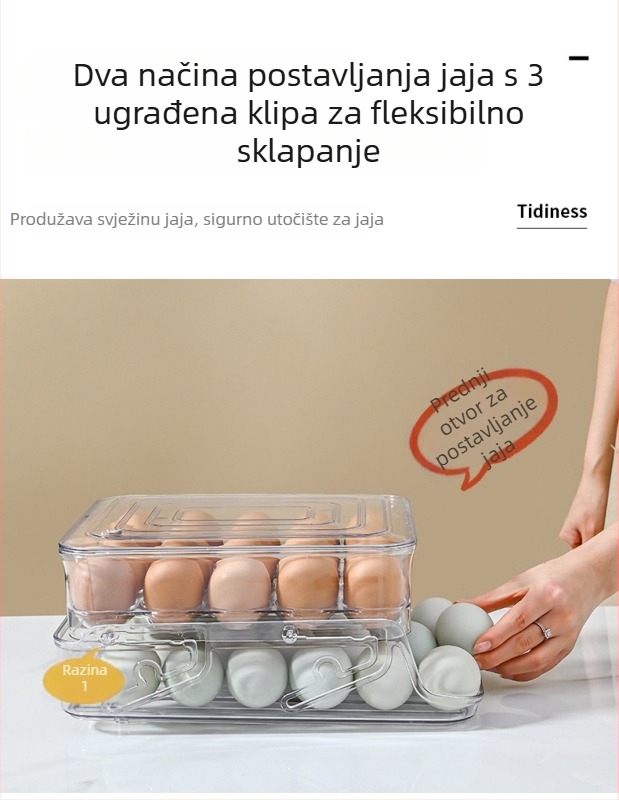 Kutija za pohranu jaja - sklopiva, PET materijal, prehrambene kvalitete, za hladnjak