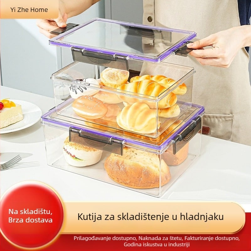 Pravokutna kutija za skladištenje u hladnjaku, velika kapaciteta, kutija za čuvanje hrane, zatvorena za zamrzavanje i hlađenje