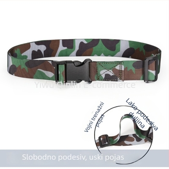 Kamuflažni vojni trening kaiš za učenike, platneni kaiš s plastičnom kopčom, dužina 105 cm, širina 2–4 cm