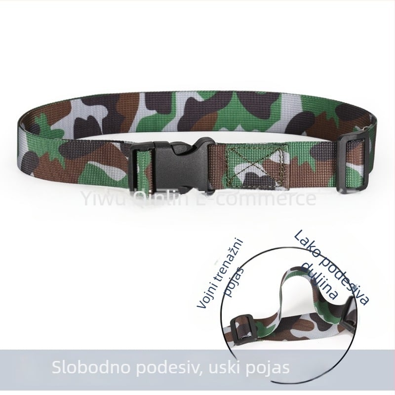 Kamuflažni vojni trening kaiš za učenike, platneni kaiš s plastičnom kopčom, dužina 105 cm, širina 2–4 cm