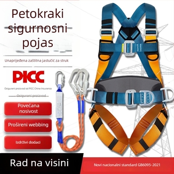 Sigurnosni pojas s pet točaka za rad na visini, s dvostrukim kukama za elektrikara i sigurnosnim užetom, komplet zaštite od pada