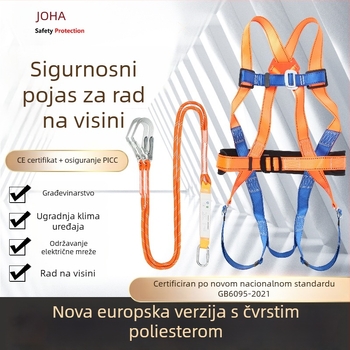 Pettočkovni sigurnosni pojas s dvostrukim kukama, od poliesterskih vlakana, za rad na visini na otvorenom