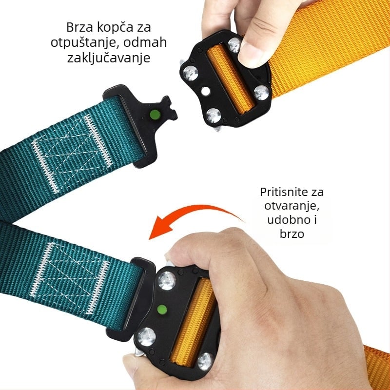Petočlani sigurnosni pojas za rad na visinama – brzo otpuštajuće dvostruke kopče, nosivost 22 kN, GB6095-2021, poliester pojas i užad