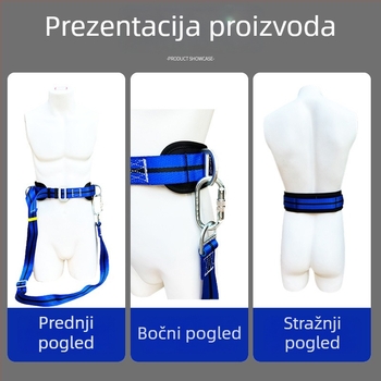 Sigurnosni pojas za električara za penjanje po stupovima, jednostruki pojas, nosivost 100 kg, pojas od polipropilena, užad od poliester, duljina užeta 2 m